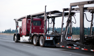 Empty Hauling Truck Driving on Highway