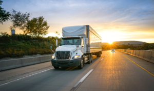 Large Semi Truck Driving on Highway