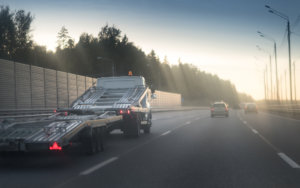 Rear View of Empty Car Hauling Truck